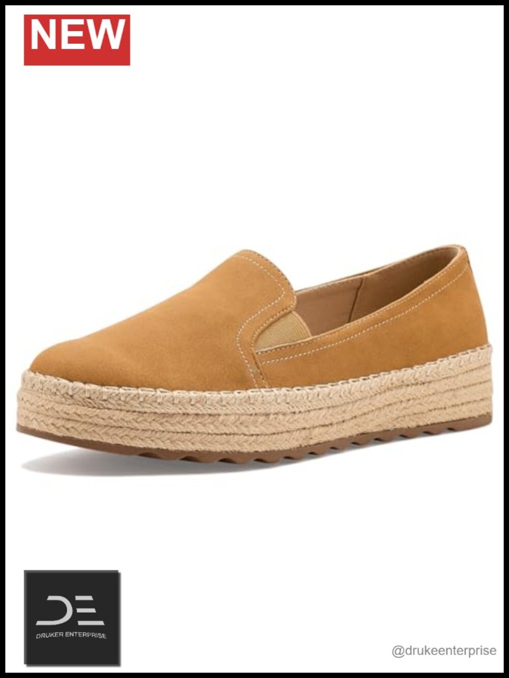 Espadrille Platform Wedge Sandals Slip-On Faux Leather PU